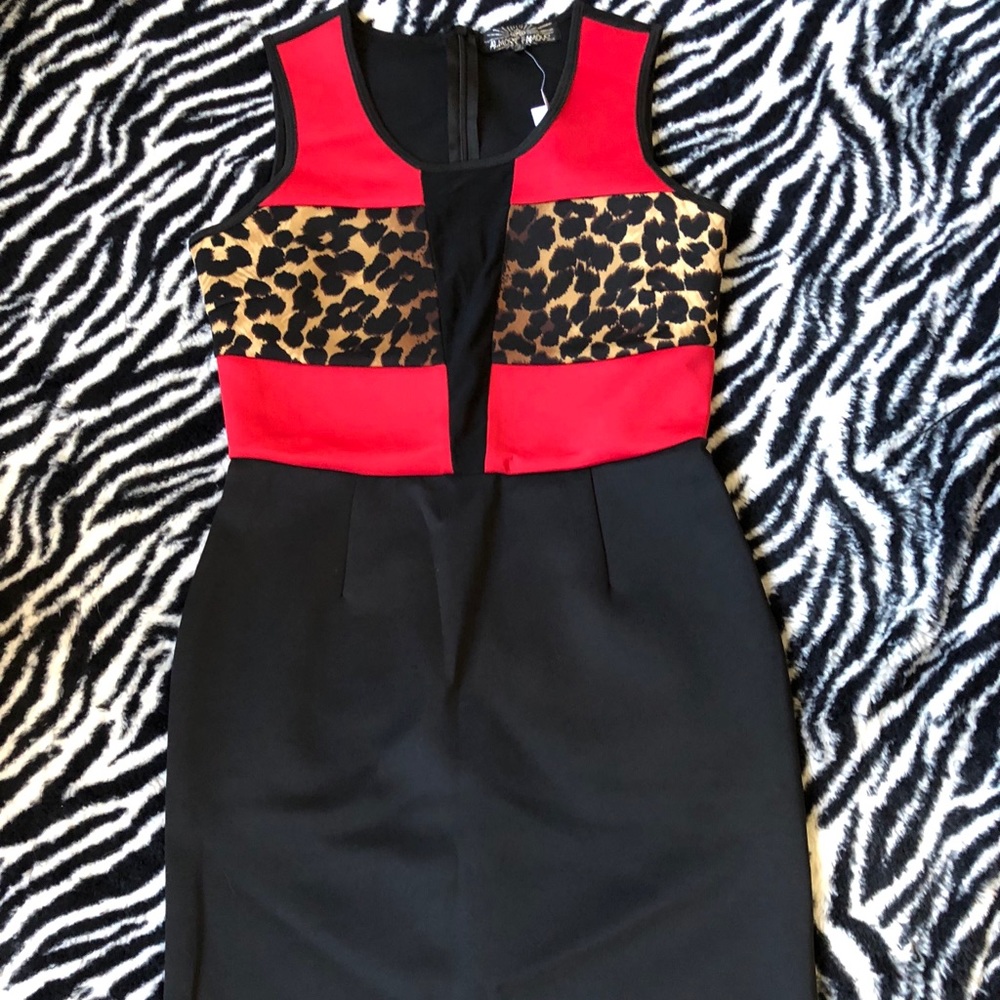 Leopard Mini Dress with Mesh